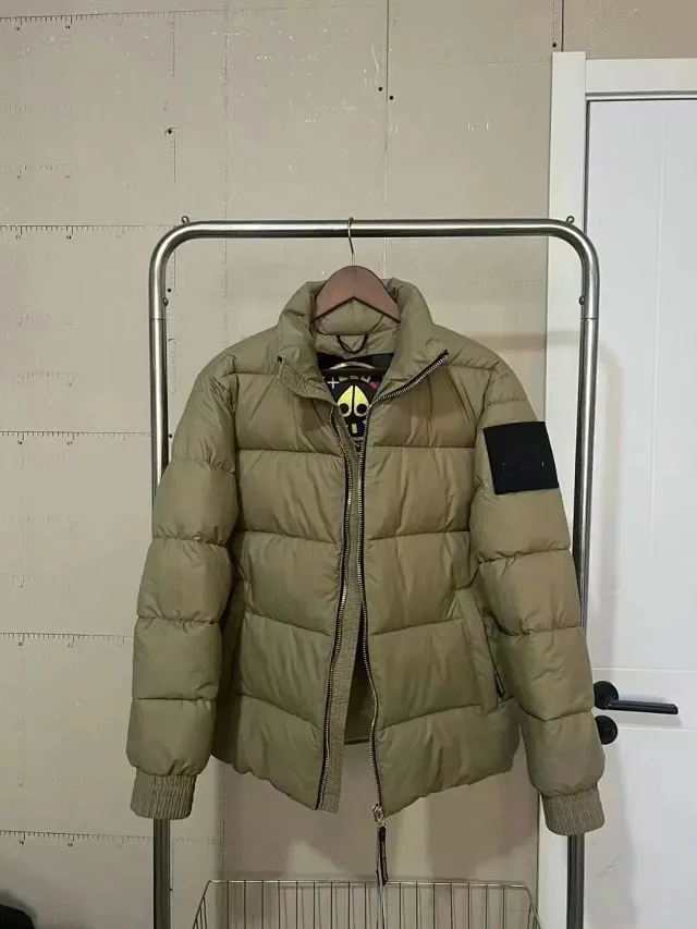 Moose Knuckles Down Jackets Quilted puffer jacket with high collar and sleeve logo patch product detail image 4