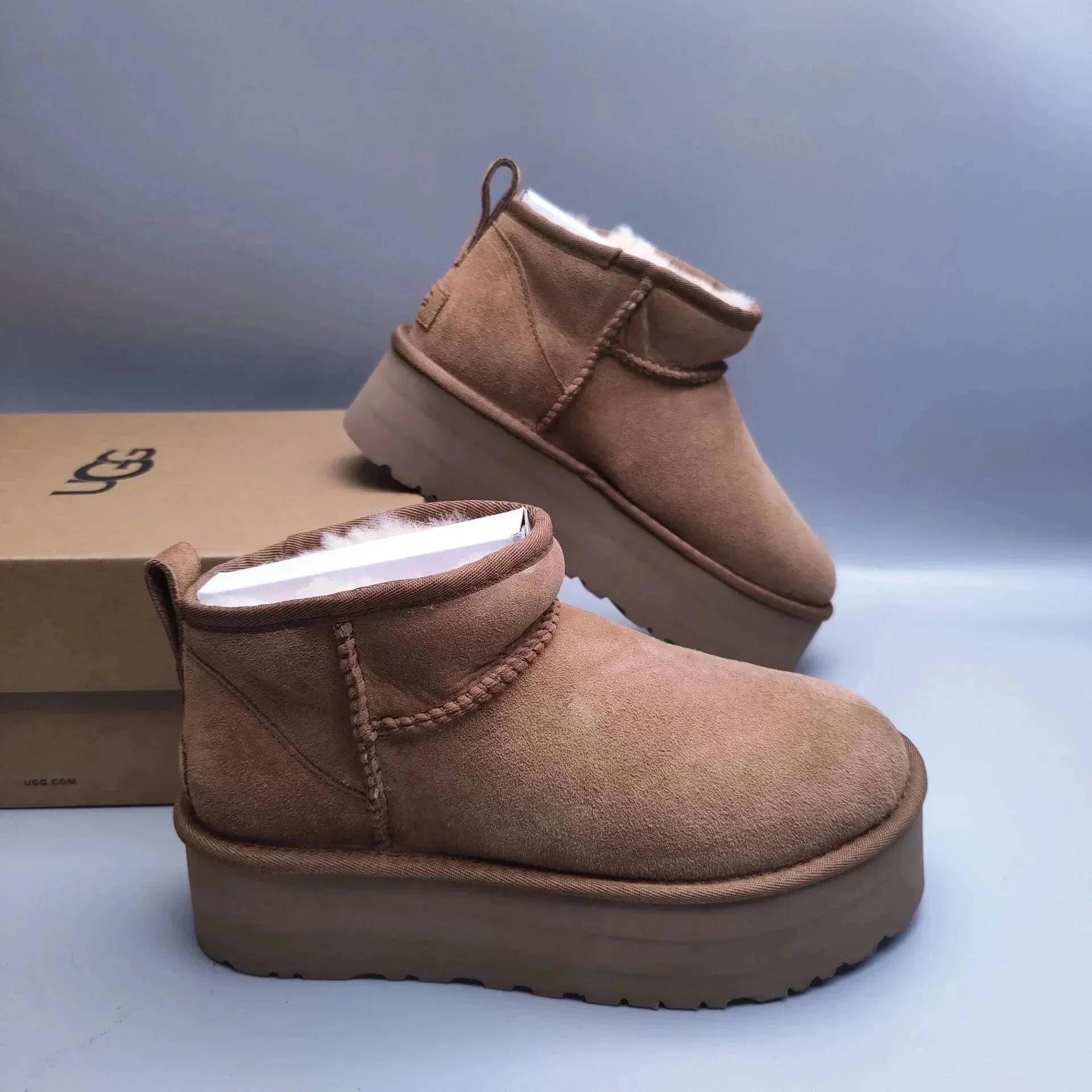 UGG Slippers Suede Slip-On with Braided Trim and Shearling Lining — 11