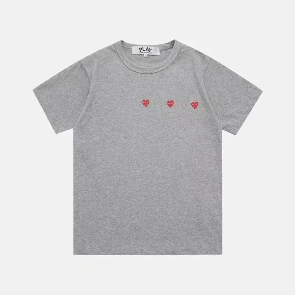 Play Comme des Garçons Three Hearts Gray T-Shirt - 1