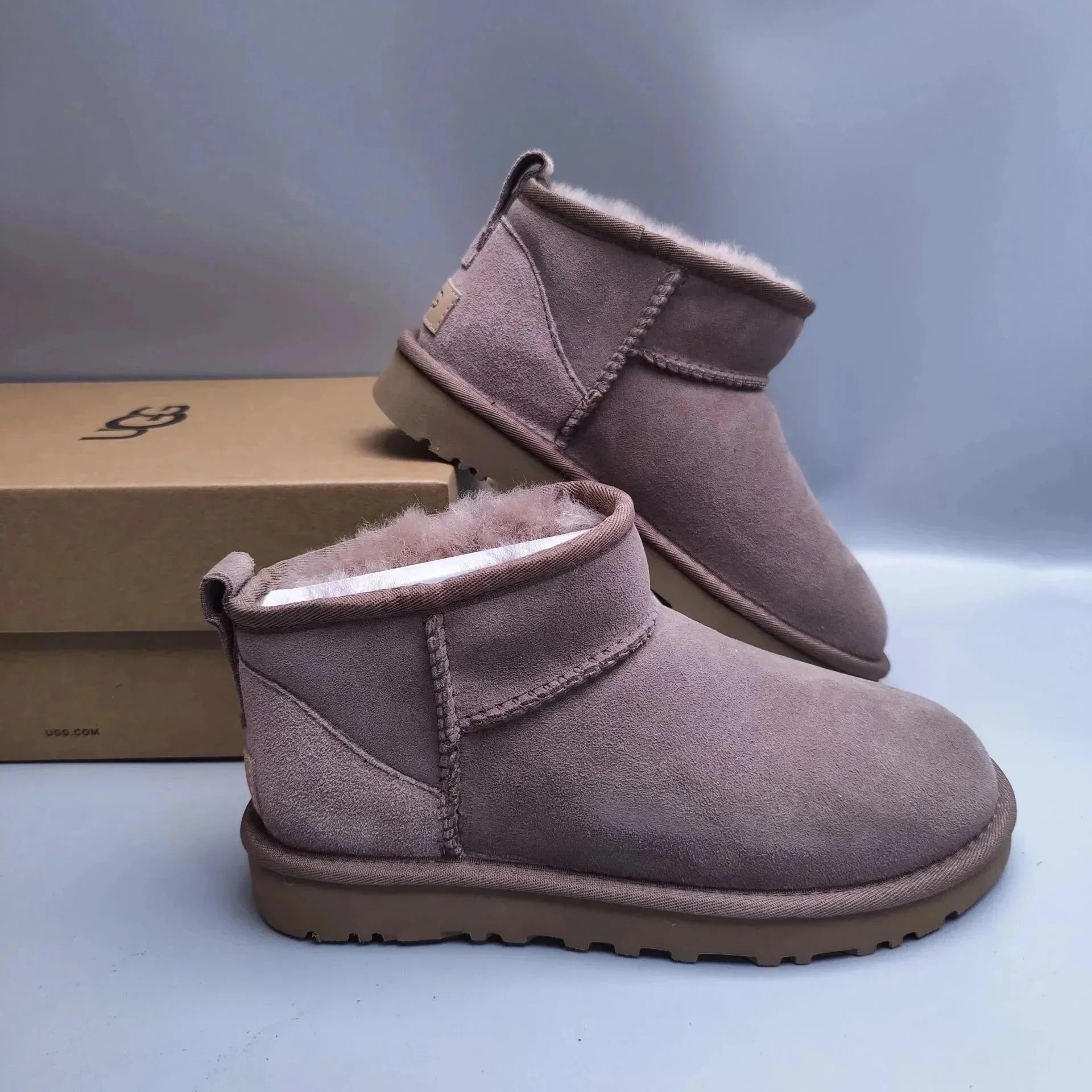 UGG Slippers Suede Slip-On with Braided Trim and Shearling Lining — 19