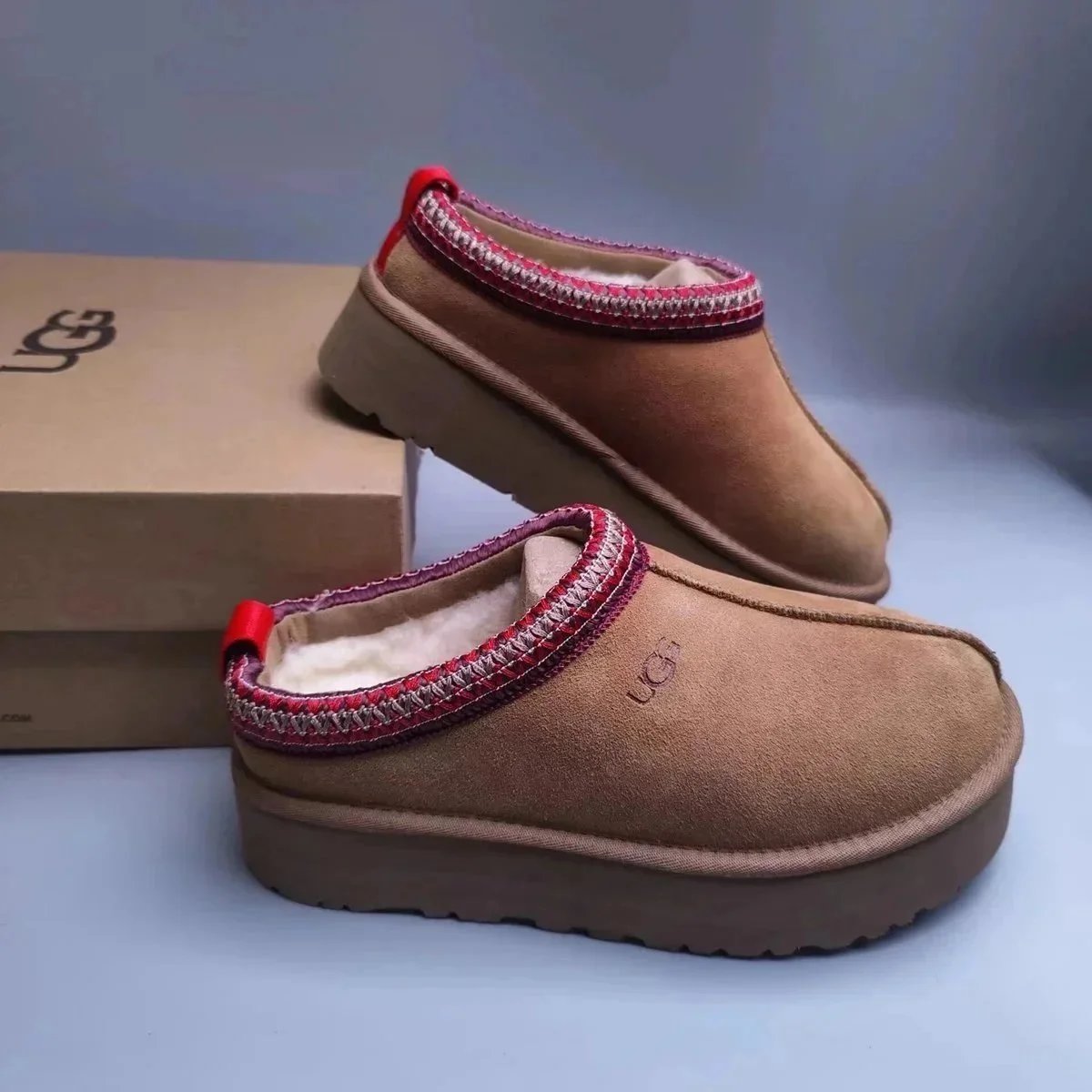 UGG Slippers Suede Slip-On with Braided Trim and Shearling Lining — 5