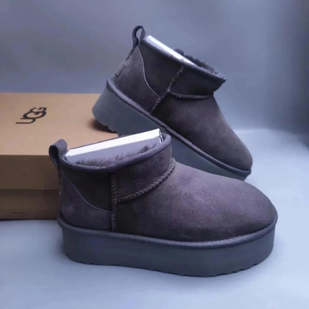 UGG Slippers Suede Slip-On with Braided Trim and Shearling Lining — 13
