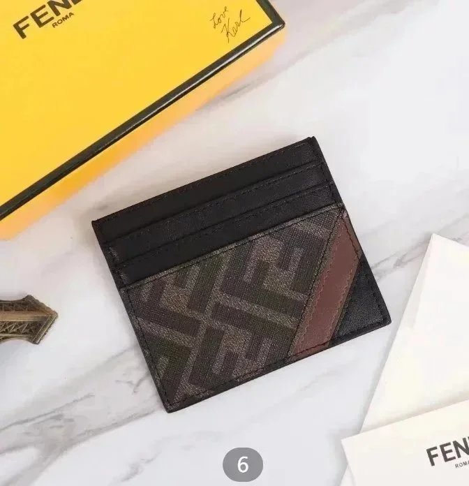 Fendi FF Logo Patchwork Card Holder Black - 1