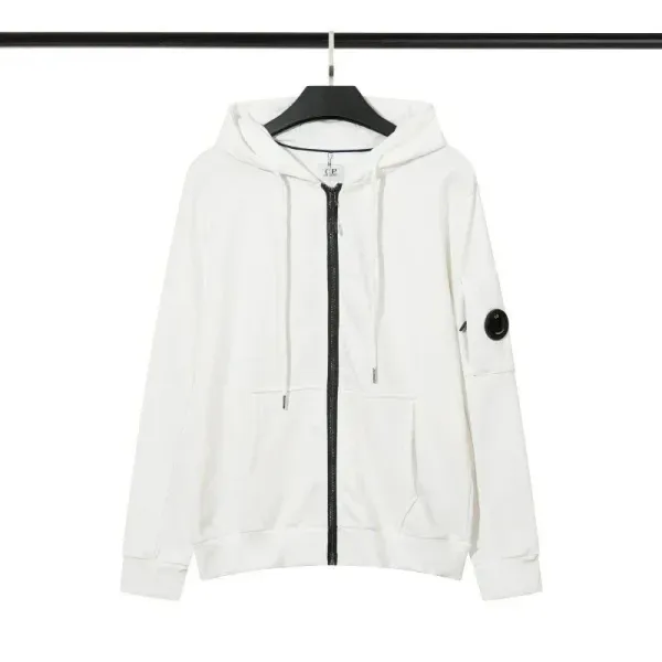 C.P. Company White Goggle Hoodie Zip-Up Sweatshirt - 1