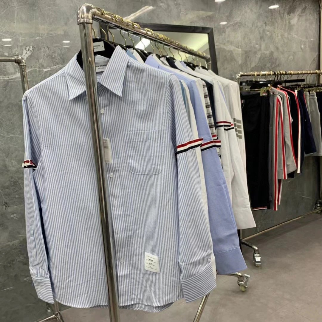 Thom Browne Shirts Button-Down with Tricolor Stripe Trim image 2