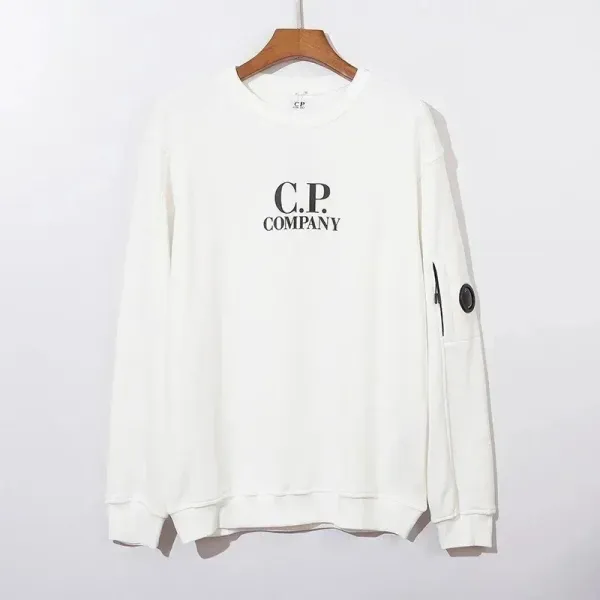 C.P. Company Logo Print White Hoodie - 1