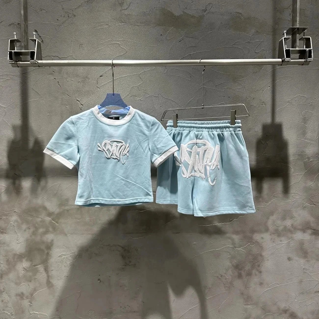 Unbranded Matching Sets Children's ringer T-shirt and shorts set with embroidered graffiti graphic — syna 01