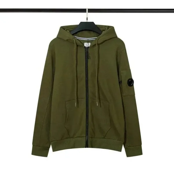 C.P. Company Hooded Zip-Up Sweatshirt Army Green Hoodie - 1