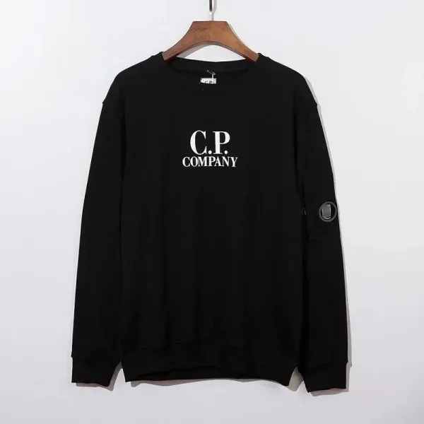 C.P. Company Black Logo Print Crewneck Hoodie - 1