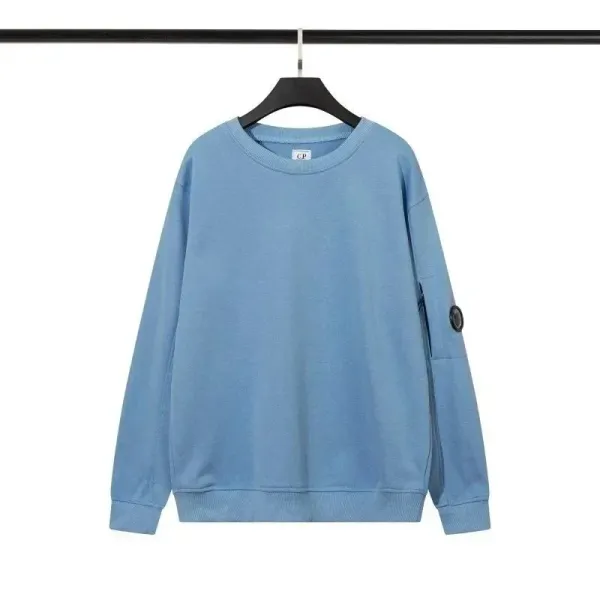 C.P. Company Light Blue Crewneck Sweatshirt with Lens Patch - 1