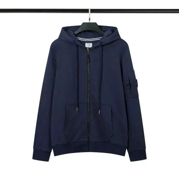 Design Zip-Up Hoodie Navy Blue Hoodie - 1