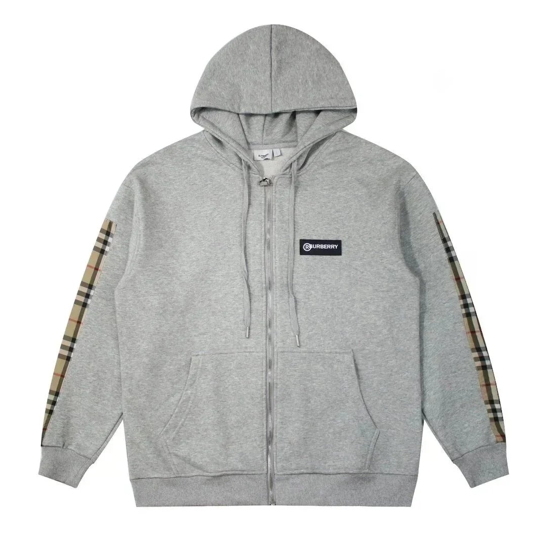 Burberry Hoodies & Sweatshirts Zip-Up Hooded Sweatshirt with Check Hood Lining — 11