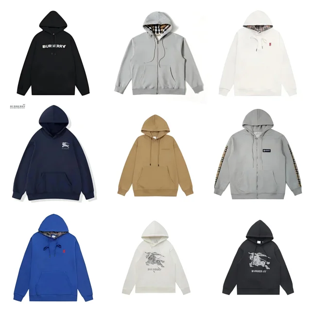 Burberry Hoodies & Sweatshirts Zip-Up Hooded Sweatshirt with Check Hood Lining product detail image 1