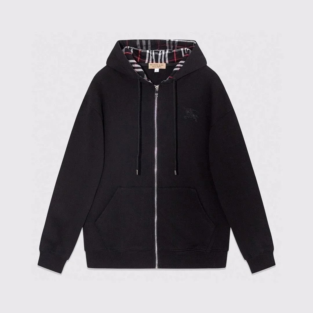 Burberry Hoodies & Sweatshirts Zip-Up Hooded Sweatshirt with Check Hood Lining — 3