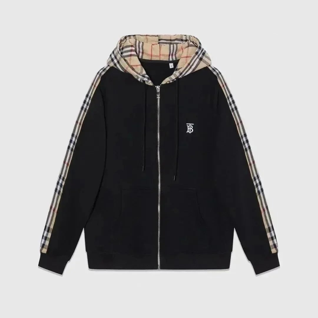 Burberry Hoodies & Sweatshirts Zip-Up Hooded Sweatshirt with Check Hood Lining — 23