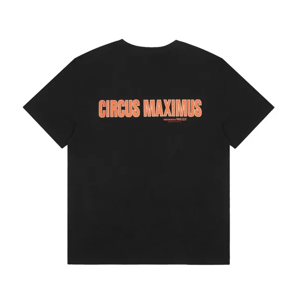 Circus Maximus x Travis Scott Circus Maximus Orange Print Black T-Shirt - 1