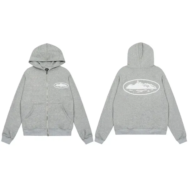 Design Oval Logo Zip-Up Hoodie Black - 28