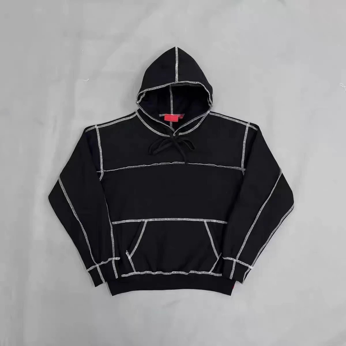 Contrast Stitch Hoodie / Black