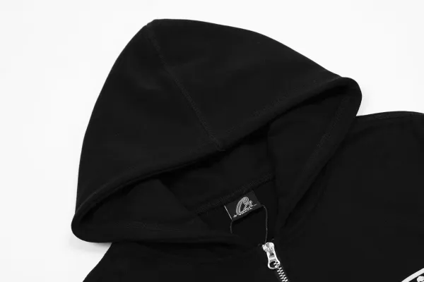 Design Oval Logo Zip-Up Hoodie Black - 11