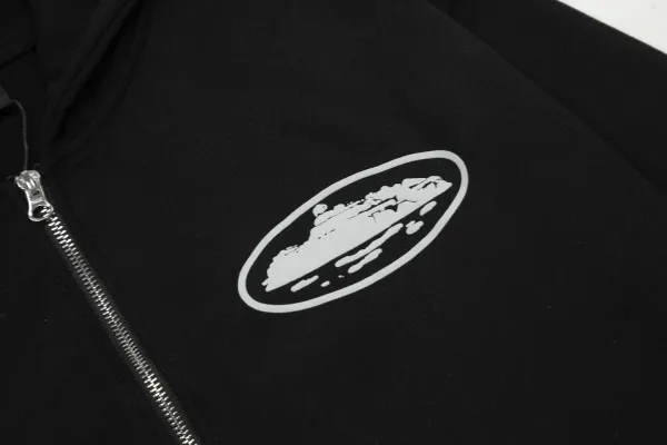 Design Oval Logo Zip-Up Hoodie Black - 26