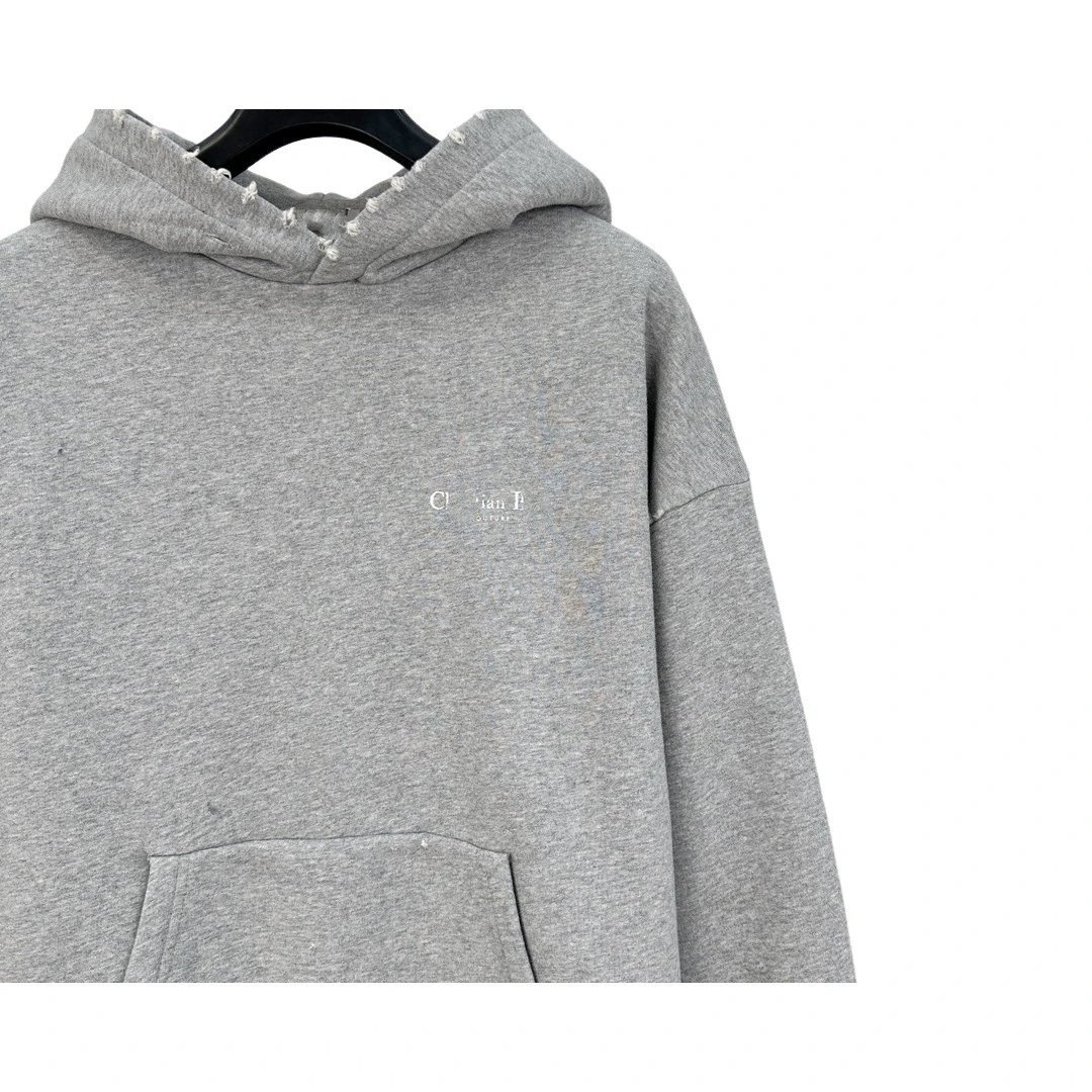 Dior Men's Distressed Black Hoodie - 6