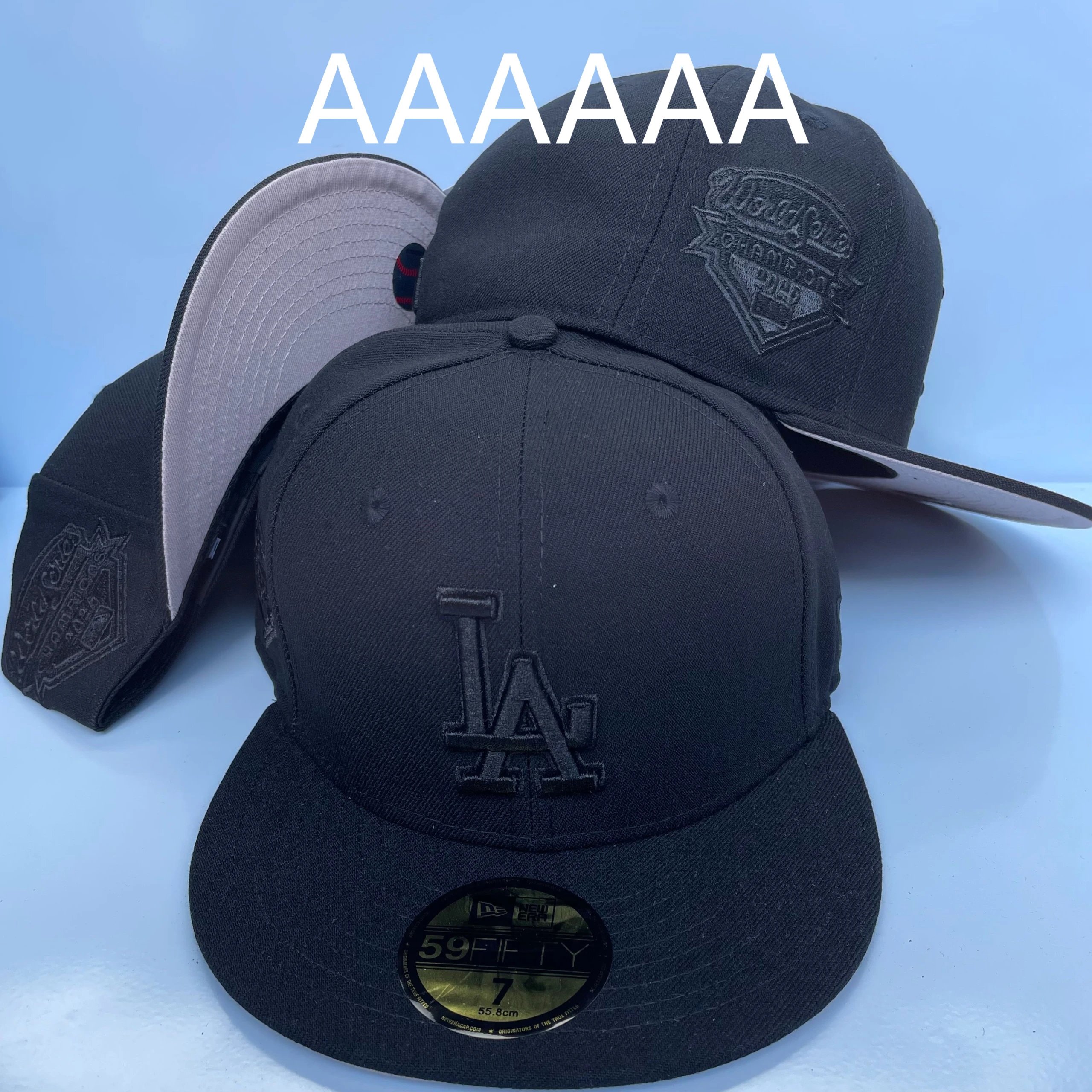 New Era LA Dodgers All Dark Pattern World Series Commemorative 59Fifty Flat Brim Hat - rep New Era