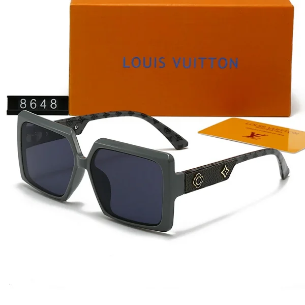 LV Louis Vuitton Large Square Sunglasses — Grey Frame with Monogram Patchwork