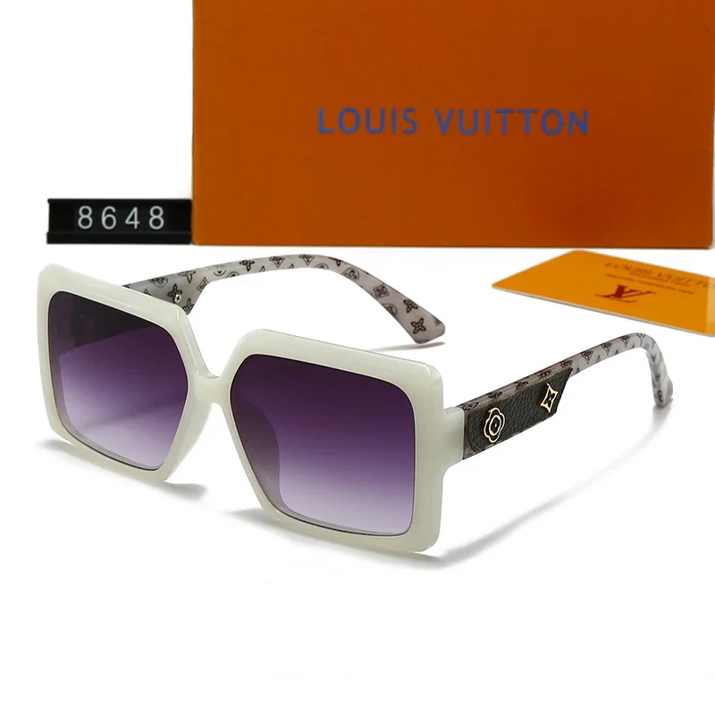 LV Louis Vuitton Large Square Sunglasses — Grey Frame with Monogram Patchwork