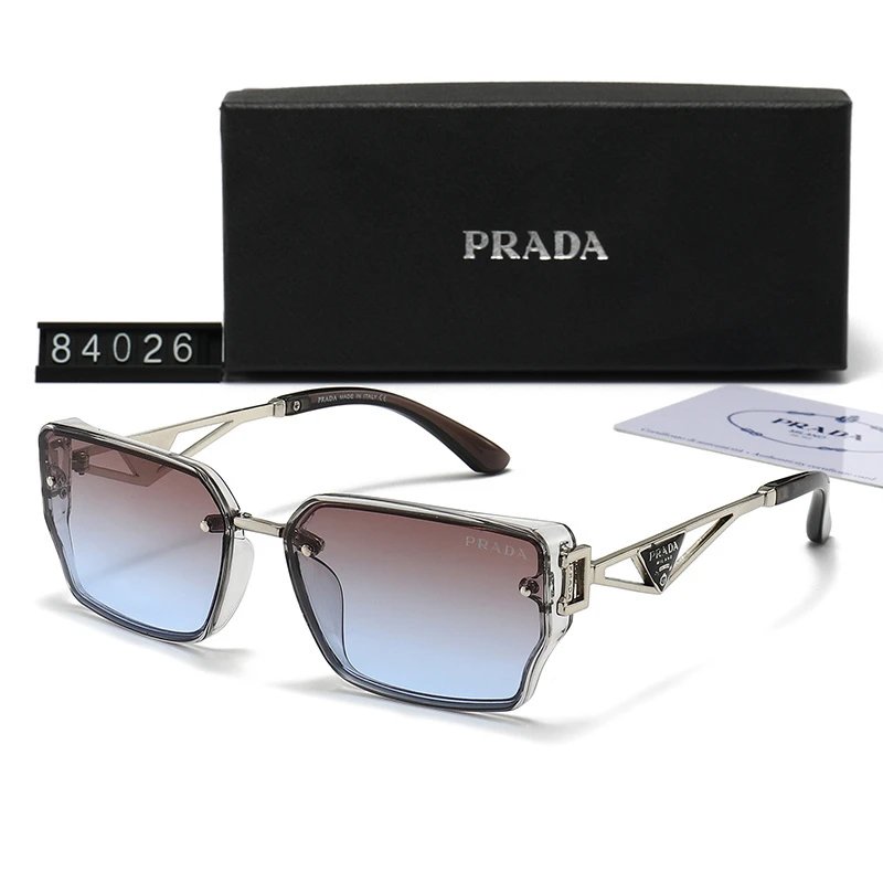 PRADA Gradient Square Sunglasses with Cutout Triangle Logo - rep okulary