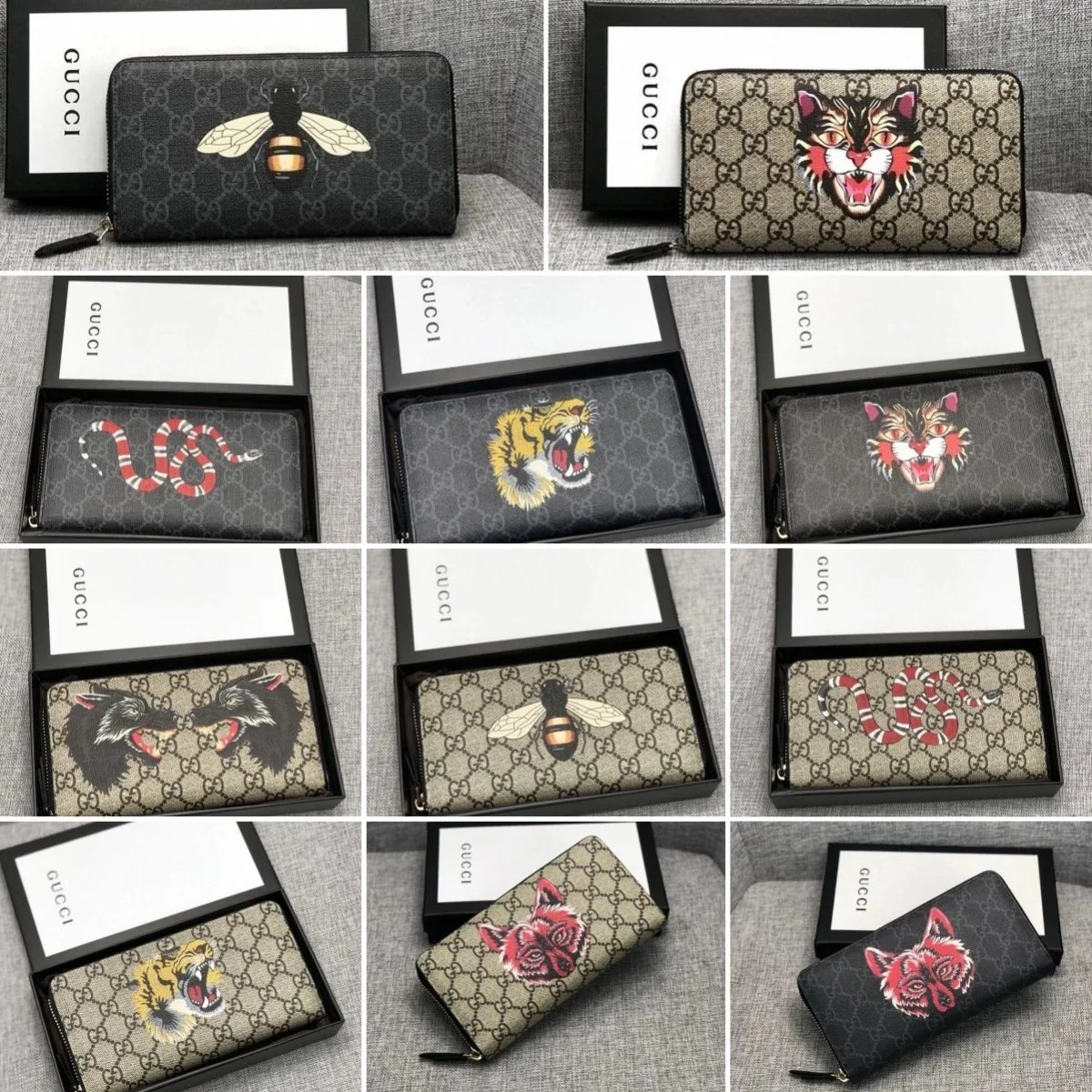 Gucci Animal Print Zip-Around Wallets
