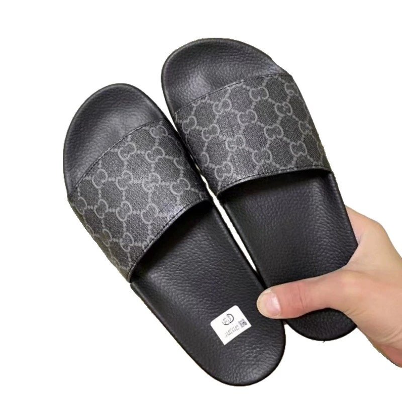 Gucci Slide Black Floral GG Canvas Sandals