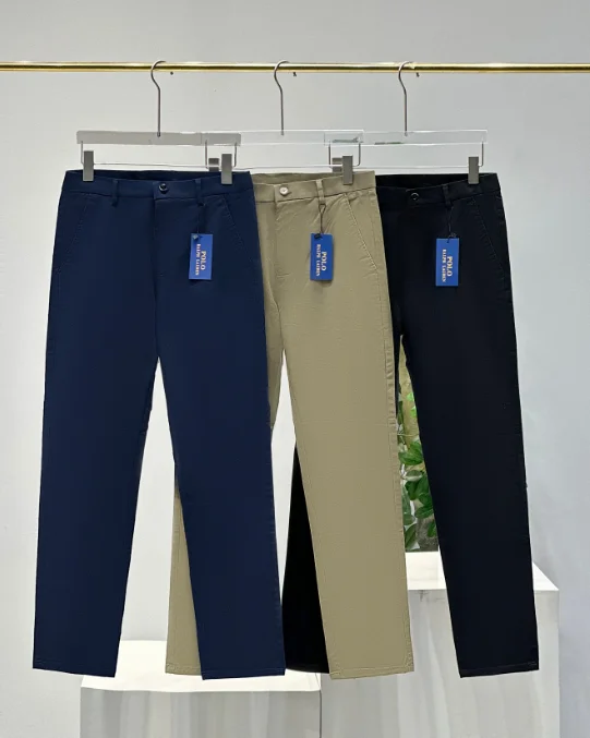 Men's Slim Fit Chinos in Blue, Beige, and Black