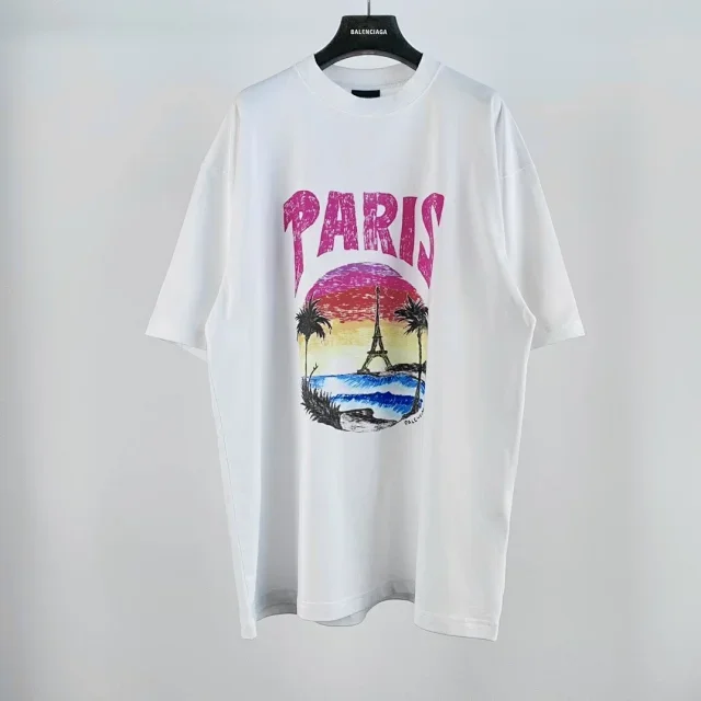 Balenciaga White Paris Graphic T-Shirt
