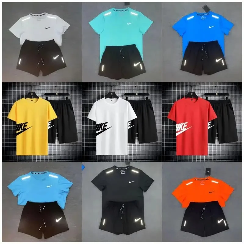 Nike Colorful Short Sleeve T-Shirt and Shorts Sets