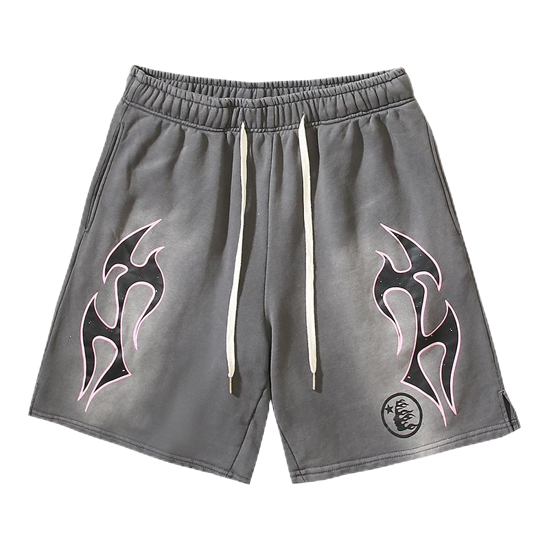 Hellstar Flame Logo Green Black Panel Shorts - 12