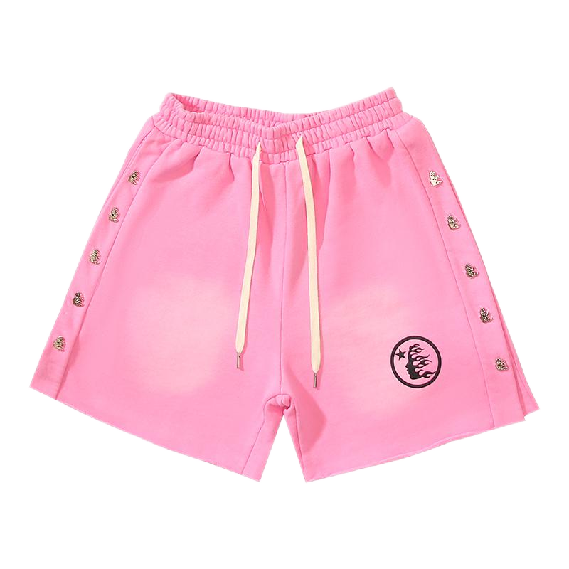 Hellstar Flame Logo Green Black Panel Shorts - 20