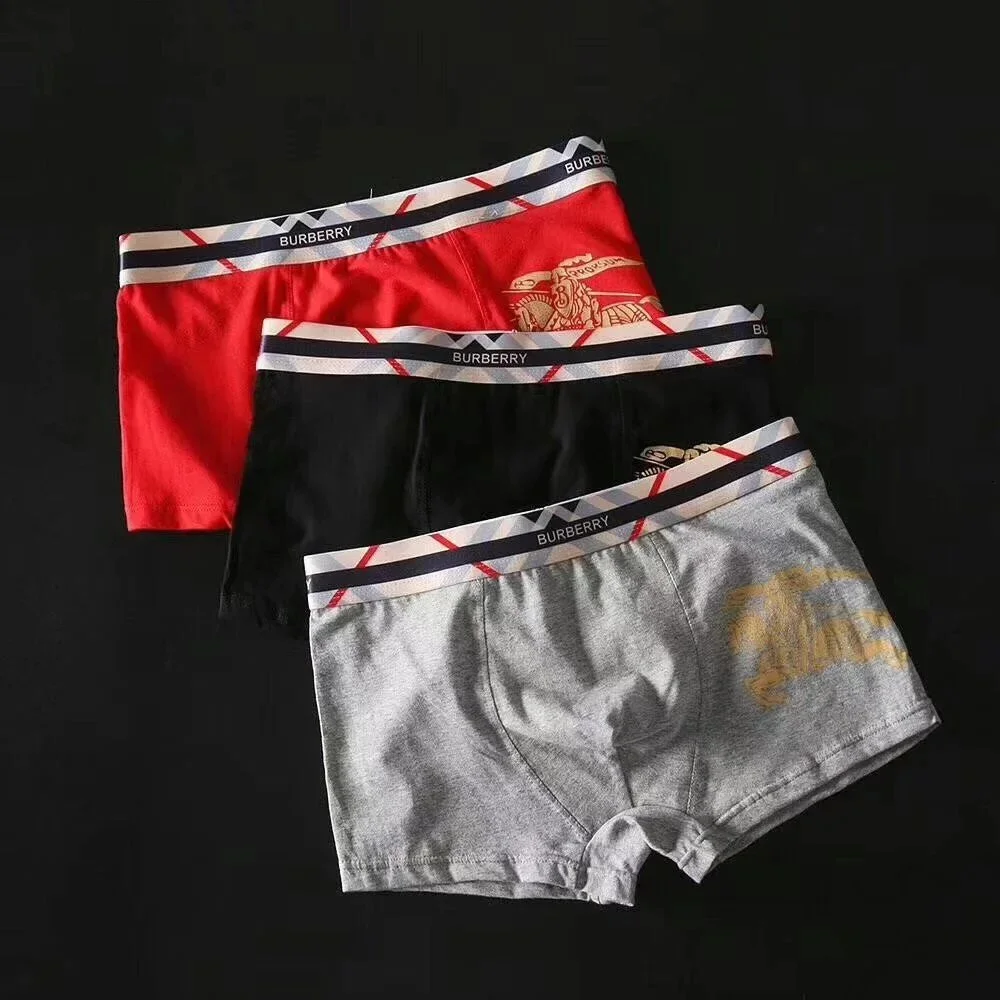Burberry Red, Black, and Grey Boxer Shorts Set