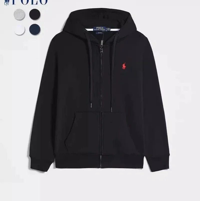 黑色红标连帽开衫