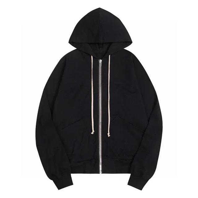 Rick Owens Black Zip-Up Hoodie