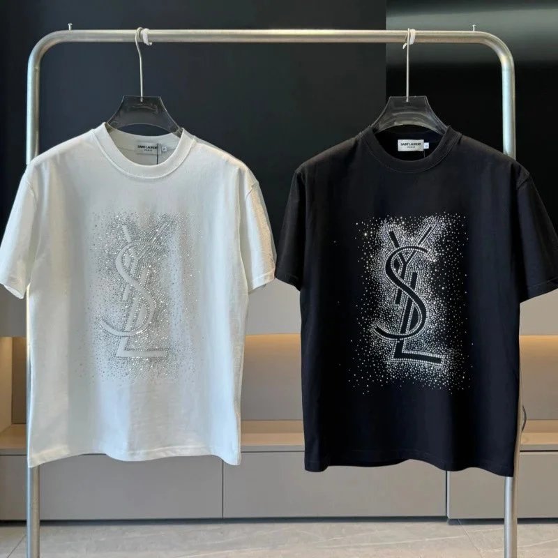 Saint Laurent Monogram Crystal T-Shirt [9 styles]