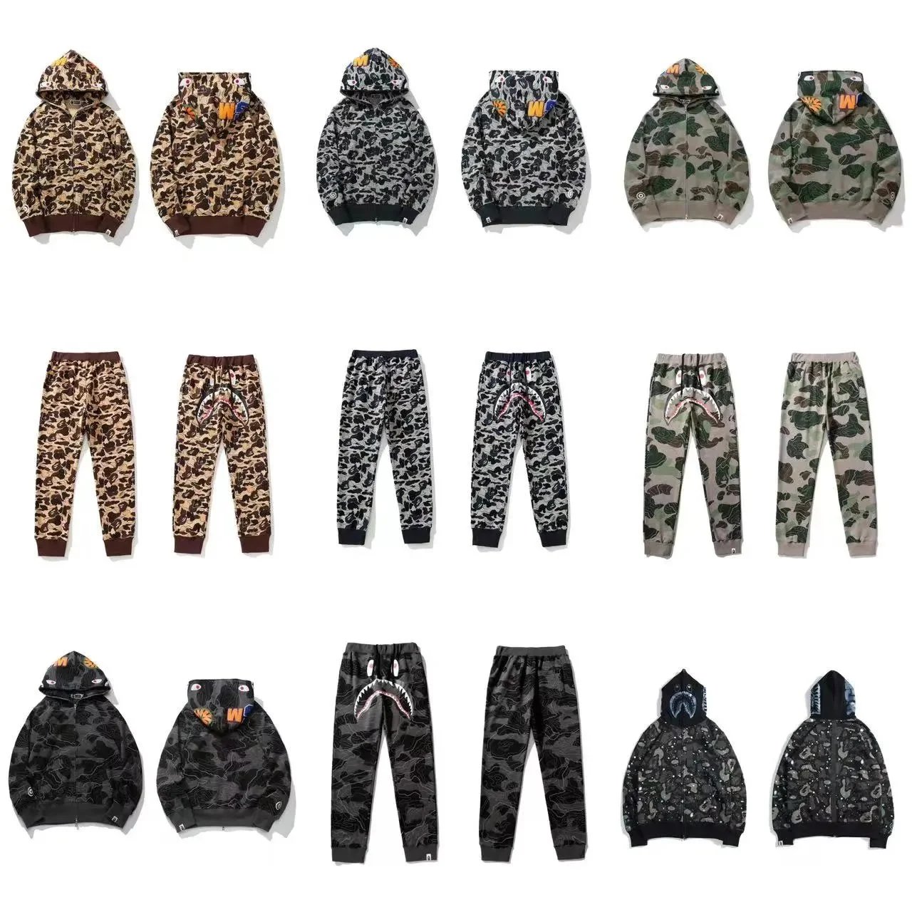 BAPE Shark Hoodie & Camo Pants Set [34 styles]