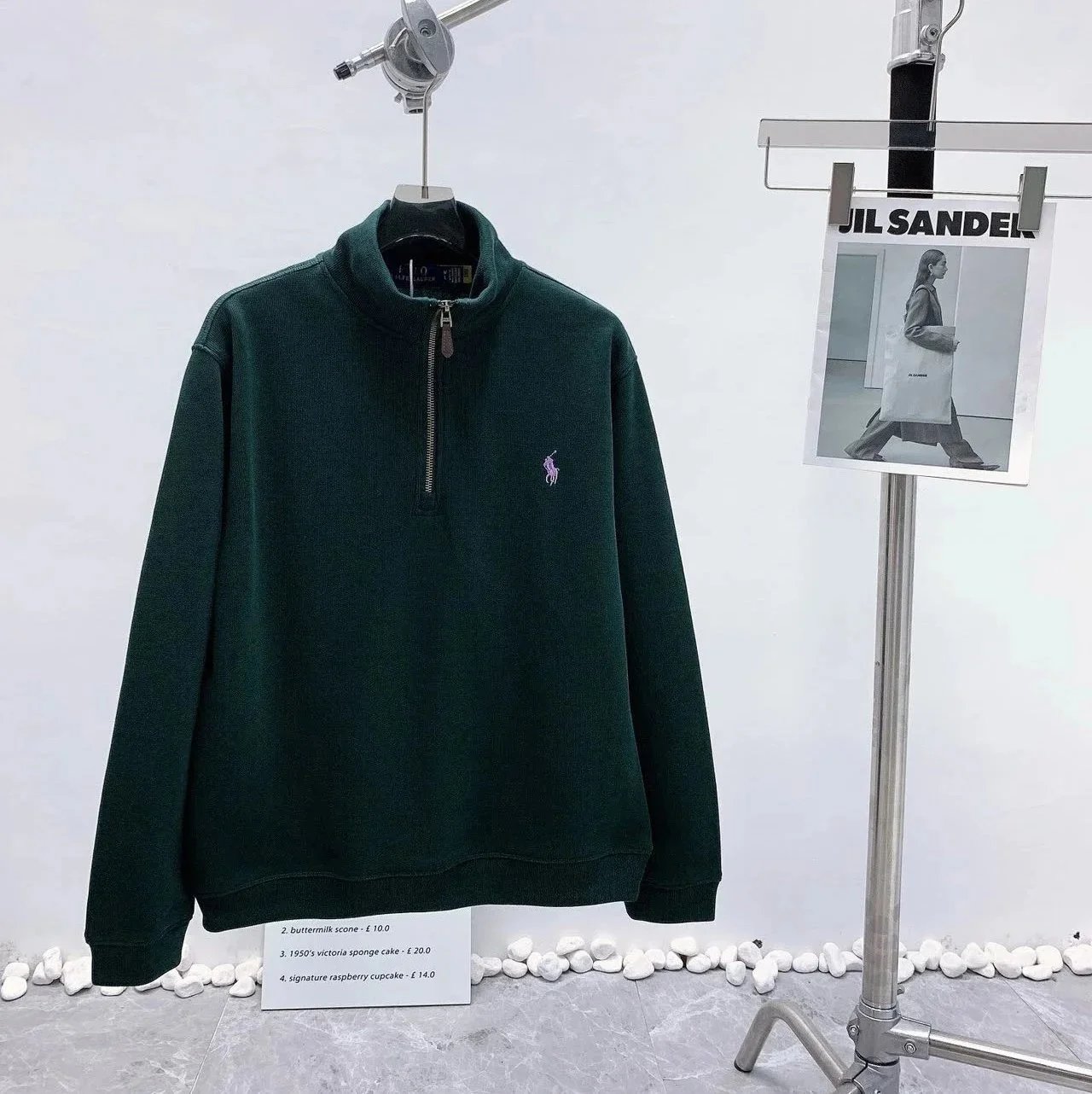 半拉链卫衣墨绿色