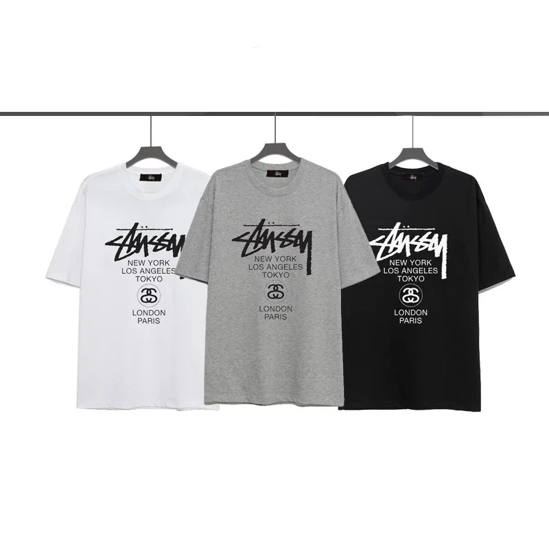 Stussy White Grey Black Short Sleeve T-Shirt