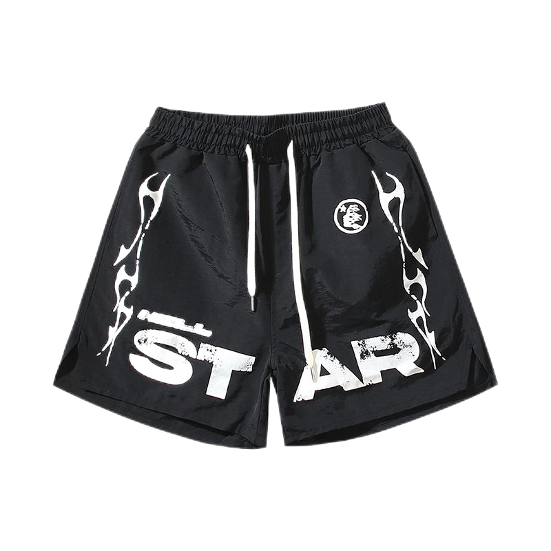 Hellstar Flame Logo Green Black Panel Shorts - 15