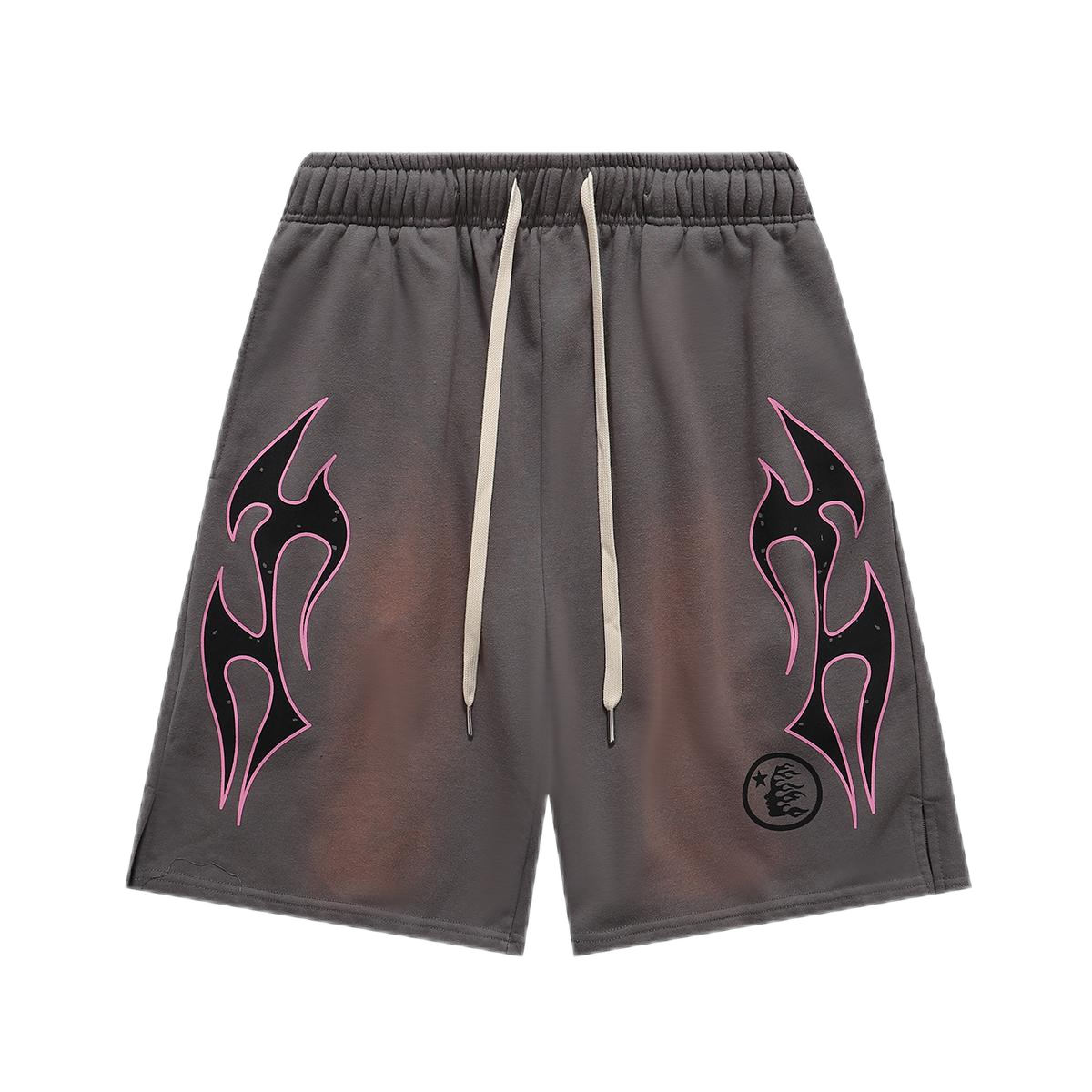 Hellstar Flame Logo Green Black Panel Shorts - 31