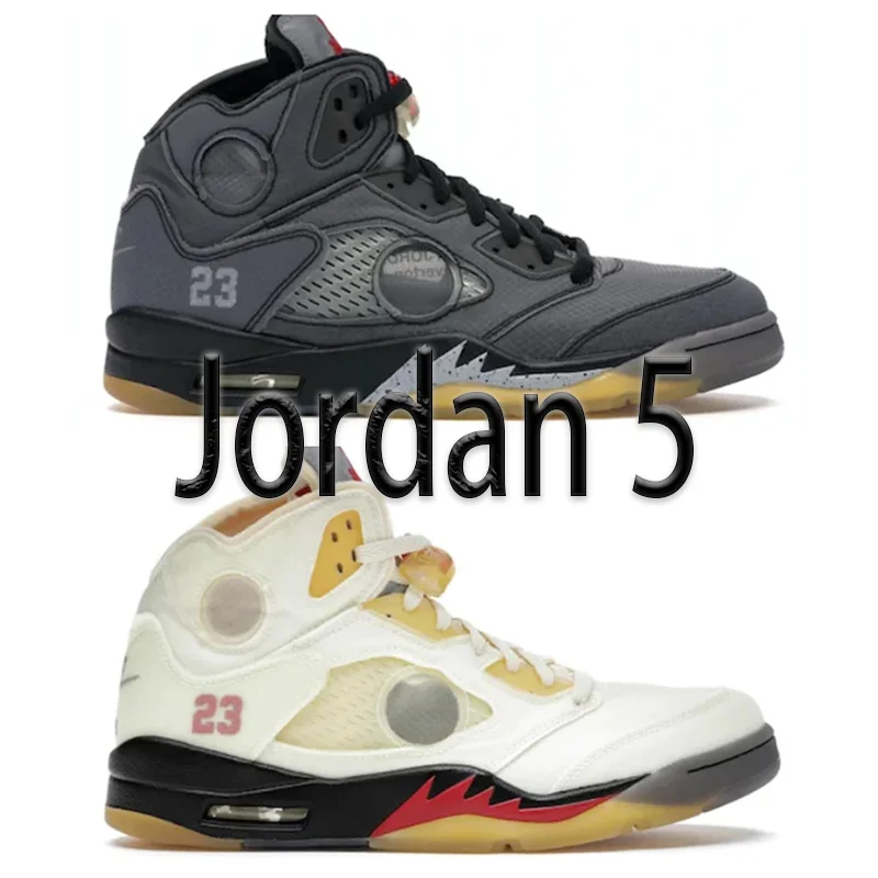 Jordan 5 Grey and White High Top Sneakers