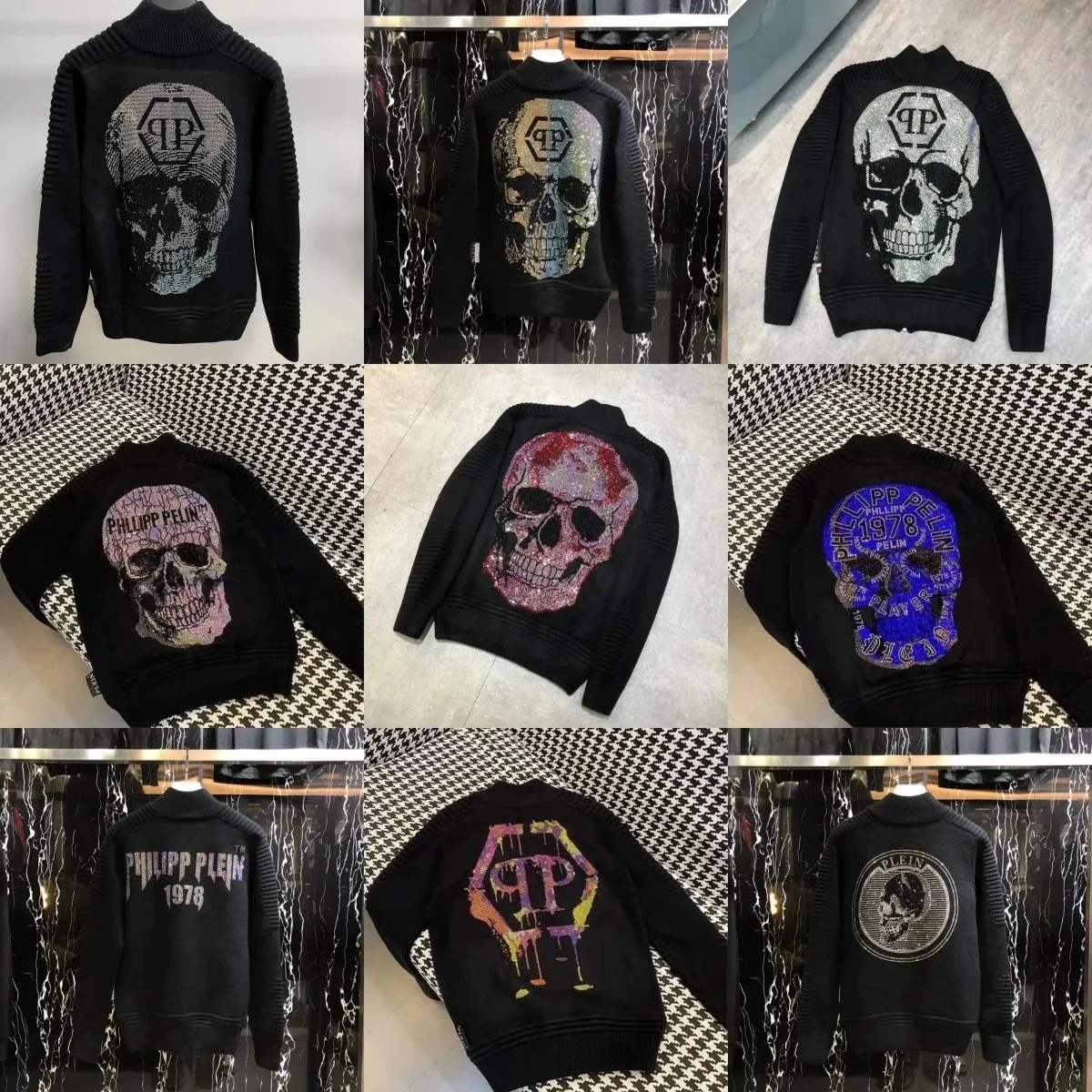 Philipp Plein Black Skull Cardigan Sweater