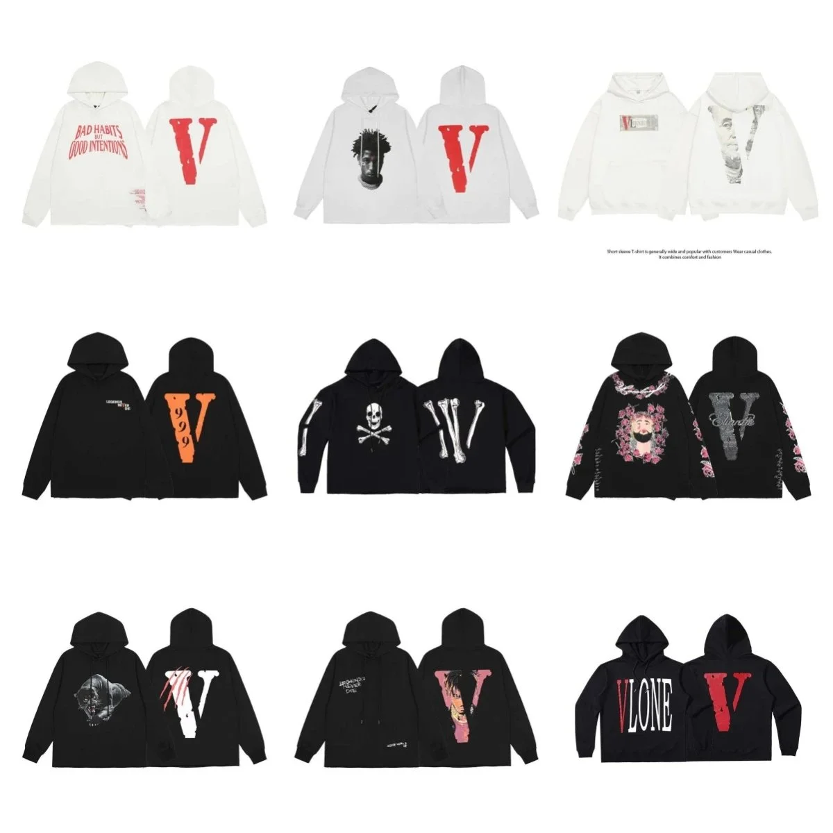 Vlone White Hoodie and Vlone Black Hoodie