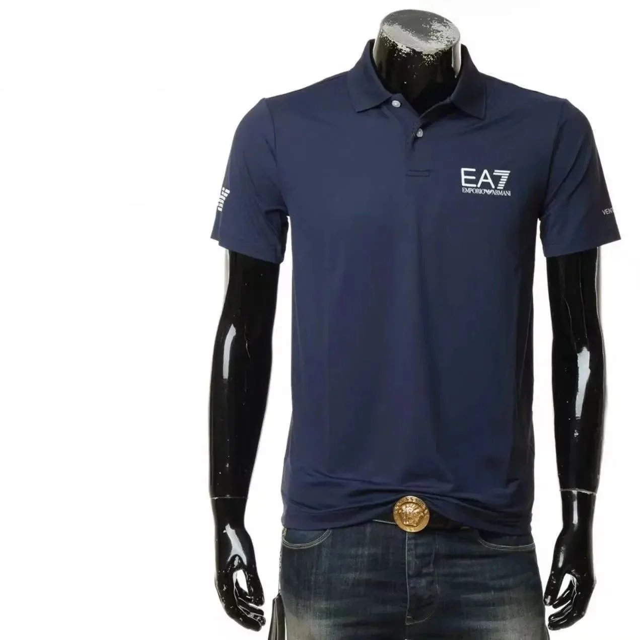 EA7 Blue Short Sleeve Polo