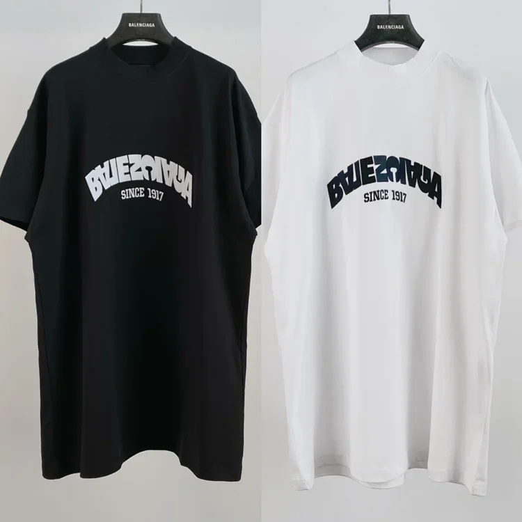 Balenciaga Black and White Graphic T-Shirt